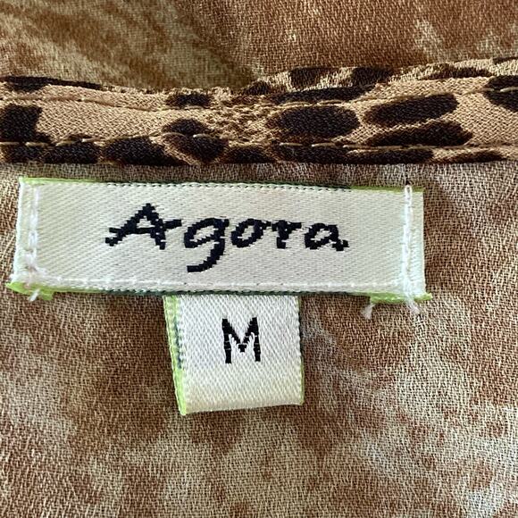 Agora Multicolor Print / Animal Print Accent Blouse MED Boho Gypsy Fairy Artsy - Picture 9 of 11